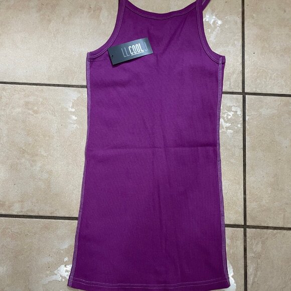 LL Cool J V-Neck Ribbed Purple Tank Juniors L - Picture 3 of 3